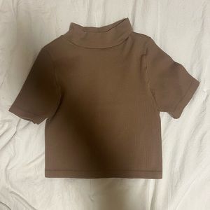 High neck ribbed top